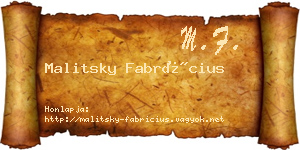 Malitsky Fabrícius névjegykártya